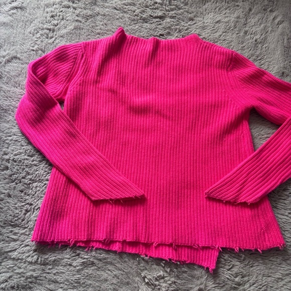 Generation Love Sadie Cashmere & Wool Asymmetric Sweater Hot Pink Medium - Picture 10 of 10